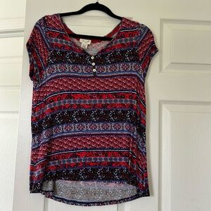 Patterned button short sleeve